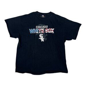 Vintage Chicago White Sox MLB Black T-Shirt Size Large Y2K American Flag